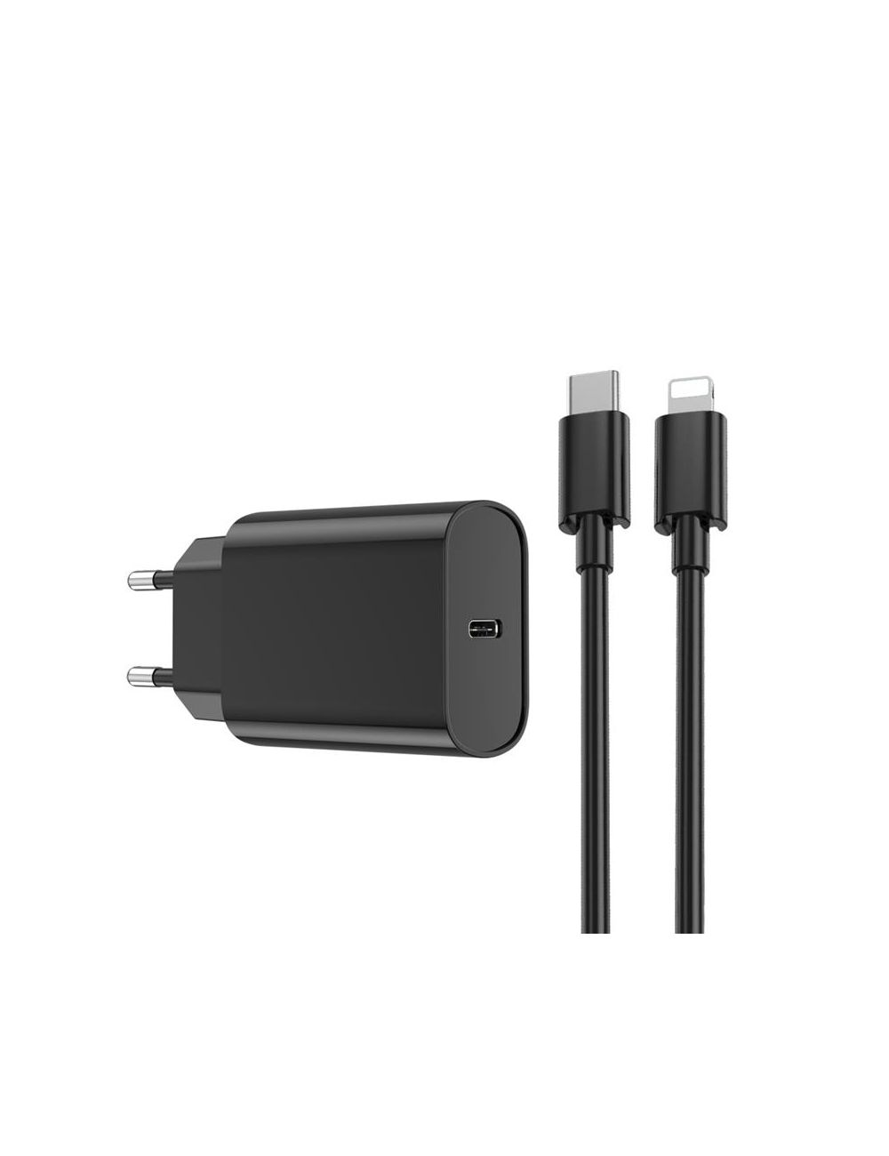 WIWU Ładowarka Sieciowa Wi-U001 PD 20W 1x USB-C czarna + kabel USB-C -Lightning